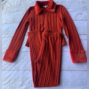 Ellie & Kate Rust Sweater Outfit Top and Bottoms Size Medium